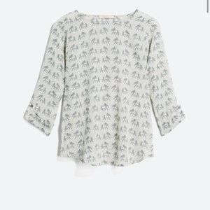 Stitchfix 41 HAWTHORN Ellie Printed 3/4 Sleeve Blouse  S | Light Grey